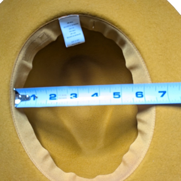 100% Wool Hat Gold Yellow With Brown Accent Tie - Picture 7 of 11